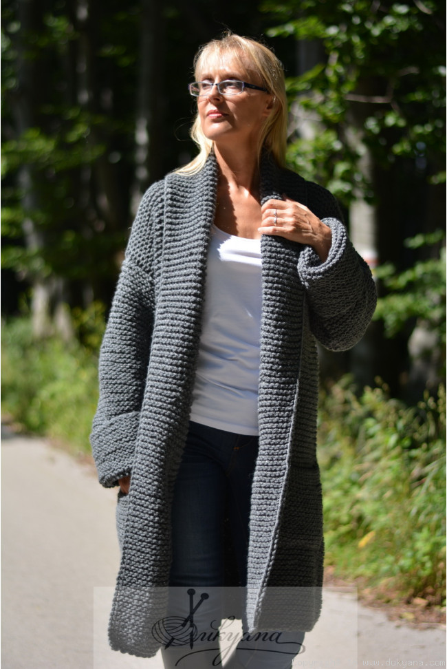 Dark grey outlet wool cardigan
